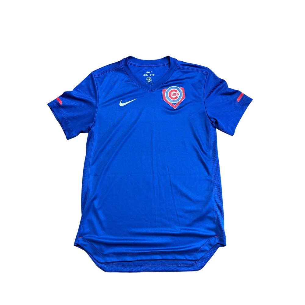 Nike Chicago Cubs Dri-FIT Blue V-Neck Performance T-Shirt Mens Small MLB